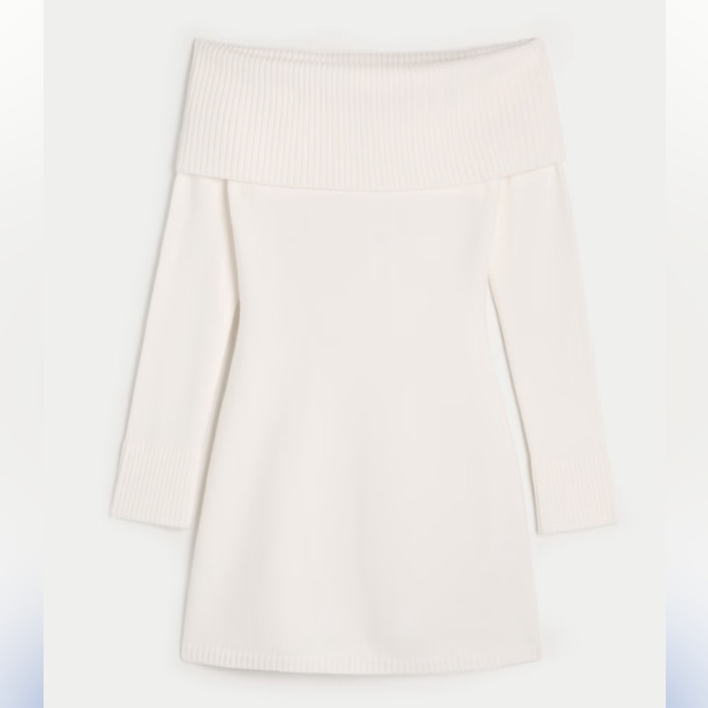 Off-Shoulder Cream Sweater Dress, Hollister - NEW WITH TAGS.